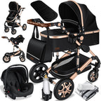 KESSER® Loops 3 in 1 Kinderwagen Kombikinderwagen Komplett-Set inkl. Babywanne & Buggy Sportsitz & Auto-Babyschale Voll-Gummireifen Wickeltasche Regenschutz Kindertisch ECE R129, Grau/Silber