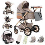 Gcarebb 3 in 1 Kinderwagen, Buggy Mit Auto Babyschale, Mit Höhenverstellbarer Kinderwagen Komplettset, KombiKinderwagen Mit Aluminiumrahmen für Neugeborene 0-4 Jahre