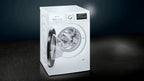 Siemens WM14G400 iQ500 Waschmaschine / 8kg / C / 1400 U/min/Outdoor Programm/varioSpeed Funktion/Nachlegefunktion/aquaStop, Wei/Schwarz