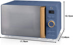 Swan Nordic SM22036WHTN Digitale Mikrowelle, Griff in Holzoptik, Gehäuse mit weicher Haptik und matter Oberfläche, 800 W, Baumwollweiß