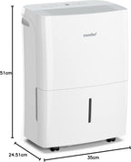 Comfee Luftentfeuchter, 30L/24h, Raumgröße ca. 180m³(80m²), Intelligenter Entfeuchtermodus, 24H Timer, Wassertank 3L, MDDP-30DEN7