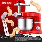 KESSER® 3 in 1 Universal Küchenmaschine K-KM 3000 mit Fleischwolf Knetmaschine Multifunktionale Rührmaschine 5,5L Schüssel mit 3 Rührwerkzeuge, 1,5L Entsafter, Zubehör-Set, Pasta & Gebäckformen