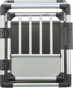 TRIXIE Hunde-Transportbox, Aluminium, L: 92 x 64 x 78 cm, grafit, rutschfste Liegematte, Klettleiste am Boden, Sicherheitsverschluss, stabil und geruscharm, hochgeschlossene Wnde - 39338