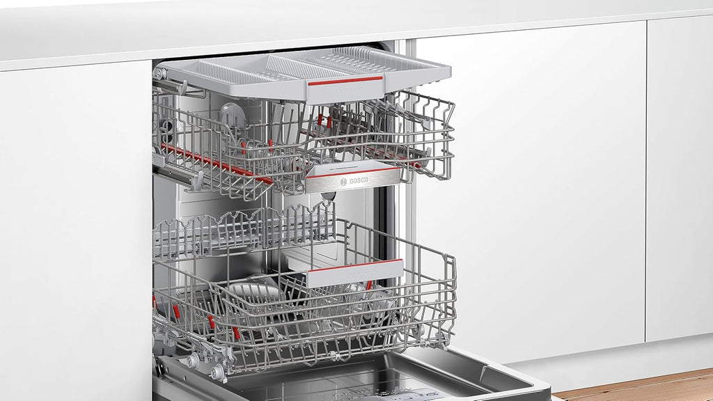 Bosch SMV4ETX08E, Serie 4, Smarter Geschirrspüler Vollintegriert 60 cm, Besteckkorb, Spülmaschine mit Programmassistent, besonders Leise, Rackmatic, Automatische Türöffnung, InfoLight, AquaStop