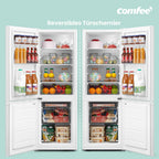 Comfee' RCB169DK3 Kühlschrank mit Gefrierfach 150cm Höhe/Kühl-/Gefrierkombination/Low Frost/174L/leise Kühlgefrierkombi 38dB/Einstellbare Kühlschranktemperatur/LED-Licht/156 kWh/Jahr/Schwarz