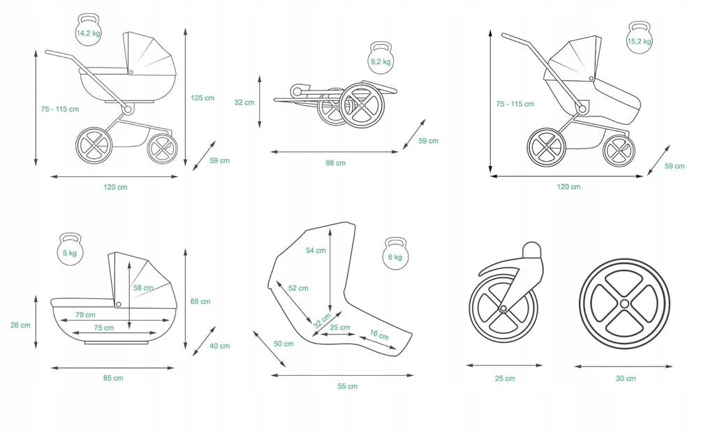 BabyLux® Bambimo Kinderwagen Set 3 in 1 - White Lux - incl. Babywanne, Buggy Sportsitz, Auto-Babyschale - Autositz - Kinderwagenset - Kombikinderwagen mit Wickeltasche, Regenschutz usw.