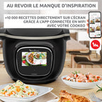 Cookeo Touch Wifi Multicuiseur intelligent, Cuve 6 L, Haute pression, Guide pas à pas, 250 recettes intégrées, Application CE902800, Noir