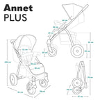 LIONELO Annet Plus Buggy bis 22 kg mit Liegefunktion, Kinderwagen klein zusammenklappbar mit Zubehör, Eva-Schaum-Räder, Moskitonetz, Fußdecke Getränkehalter, Korb