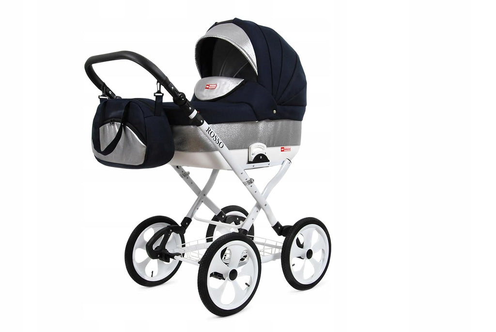 BabyLux® Bambimo Kinderwagen Set 2 in 1 - Rosso - incl. Babywanne, Buggy Sportsitz - Kinderwagenset - Kombikinderwagen mit Wickeltasche, Regenschutz, Moskitonetz, Cupholder usw.