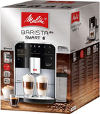 Melitta Barista T Smart - Kaffeevollautomat mit Milchsystem, Kaffeemaschine mit Mahlwerk, für z. B. Cappuccino oder Espresso, App Steuerung möglich, schwarz/silber