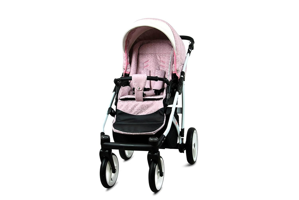 BabyLux® Bambimo Kinderwagen Set 3 in 1 - White Lux - incl. Babywanne, Buggy Sportsitz, Auto-Babyschale - Autositz - Kinderwagenset - Kombikinderwagen mit Wickeltasche, Regenschutz usw.