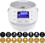 Yum Asia Sakura Reiskocher mit Keramikschale und Advanced Fuzzy Logic (8 Tassen, 1,5 Liter), 6 Reiskochfunktionen, 6 Multikocherfunktionen, Motouch LED-Display, 220-240V EU (schwarz und silber)