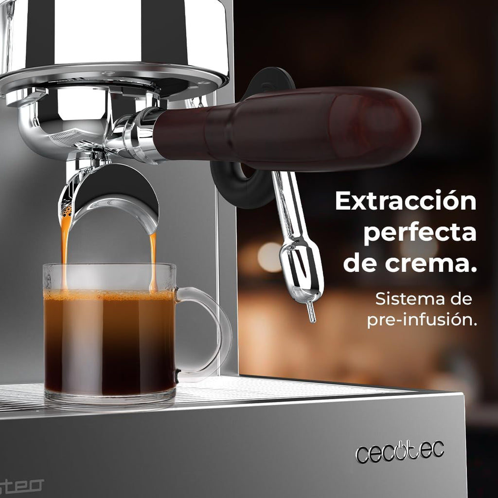 Cecotec Espresso-Kaffeemaschine Barista Baristeo Intima, professionelle Barista-Espressomaschine, Vorbrüh-System, 15 Bar Pumpe, einfaches Befüllen, 1,7L Wassertank und Tassenwärmer