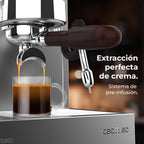 Cecotec Espresso-Kaffeemaschine Barista Baristeo Intima, professionelle Barista-Espressomaschine, Vorbrüh-System, 15 Bar Pumpe, einfaches Befüllen, 1,7L Wassertank und Tassenwärmer
