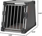TRIXIE Hunde-Transportbox, Aluminium, L: 92 x 64 x 78 cm, grafit, rutschfste Liegematte, Klettleiste am Boden, Sicherheitsverschluss, stabil und geruscharm, hochgeschlossene Wnde - 39338