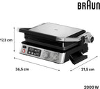 Braun MultiGrill 9 CG 9047 Kontaktgrill mit Grill-, Flach- und Waffelplatten, Grillpositionen: Kontakt, BBQ, Ofen, Spülmaschinenfeste Platten, Fettauffangschale, 230° Höchsttemperatur, Boost-Funktion