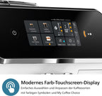 Philips 2300 Serie Vollautomatische Espressomaschine - 4 Getränke, modernes Farb-Touchscreen-Display, LatteGo-Milchsystem, SilentBrew, Keramikmahlwerk, AquaClean-Filter. Weißes Chrom (EP2333/40)