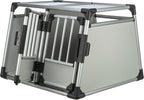TRIXIE Hunde-Transportbox, Aluminium, L: 92 x 64 x 78 cm, grafit, rutschfste Liegematte, Klettleiste am Boden, Sicherheitsverschluss, stabil und geruscharm, hochgeschlossene Wnde - 39338