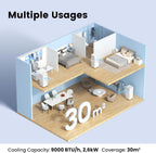 Comfee Mobiles Klimagerät Breezy Cool Pro 2.6,9000 BTU 2,6kW, Kühlen&Ventilieren&Entfeuchten,APP-Steuerung,Raumgröße bis 88m³(33㎡),Mobile Klimaanlage mit Abluftschlauch