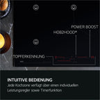 AEG Induktionskochfeld autark 80cm mit Dunstabzug / Made in Germany / 4 Flex-Kochzonen mit Bridge (Kombination 2er Zonen) / Auto-Funktion des Dunstabzugs / Aktivkohlefilter / COLI84COXB