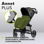 LIONELO Annet Plus Buggy bis 22 kg mit Liegefunktion, Kinderwagen klein zusammenklappbar mit Zubehör, Eva-Schaum-Räder, Moskitonetz, Fußdecke Getränkehalter, Korb