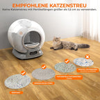 Selbstreinigende Katzentoilette, Katzenklo Selbstreinigend Extra 65L/Abnehmbarer Sandkontrollkasten/Sicherer Alert/APP-Steuerung/Anti-Pinch/Geruchsisolierende Katzentoiletten für Mehrere Katzen Weiß