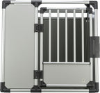 TRIXIE Hunde-Transportbox, Aluminium, L: 92 x 64 x 78 cm, grafit, rutschfste Liegematte, Klettleiste am Boden, Sicherheitsverschluss, stabil und geruscharm, hochgeschlossene Wnde - 39338