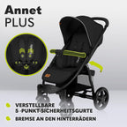 LIONELO Annet Plus Buggy bis 22 kg mit Liegefunktion, Kinderwagen klein zusammenklappbar mit Zubehör, Eva-Schaum-Räder, Moskitonetz, Fußdecke Getränkehalter, Korb