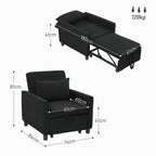 HOMCOM Schlafsessel Klappbett 3in1 verstellbar mit Rollen