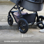 Kinderkraft MOOV2 AIR Kinderwagen 3 in 1 Kinderwagenset bis 26 kg mit Kindersitz I-SIZE 40-75 cm, Buggy Funktion, Liegeposition verstellbar, Große ausziehbare Verdeck, Aufblasbare Räder, Schwarz