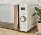 Swan Nordic 20 L digitaler Mikrowellenherd, 6 Leistungsstufen, 800 W Leistung, 30-Minuten-Timer, einfache Reinigung, Abtaumodus, modernes Design, Griff in Holzoptik, mattwei