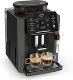 Krups Sensation Kaffeevollautomat, Milchschaumdüse, 5 Getränke, Filterkaffee-Funktion, 2-Tassen-Funktion, Kaffeemaschine, Schwarz, EA910810