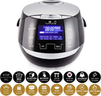 Yum Asia Sakura Reiskocher mit Keramikschale und Advanced Fuzzy Logic (8 Tassen, 1,5 Liter), 6 Reiskochfunktionen, 6 Multikocherfunktionen, Motouch LED-Display, 220-240V EU (schwarz und silber)