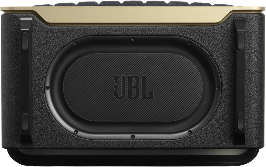 JBL Authentics 200 Smart Home Lautsprecher – 70er Jahre Retro-Design Bluetooth Box – Mit Quadrex Grill, Google Assistant, Alexa, AirPlay und JBL One App – Schwarz