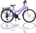 Talson 24 Zoll Kinderfahrrad 21-Gang Drehgriffschaltung Lila-Weiss mit Beleuchtung nach STVO