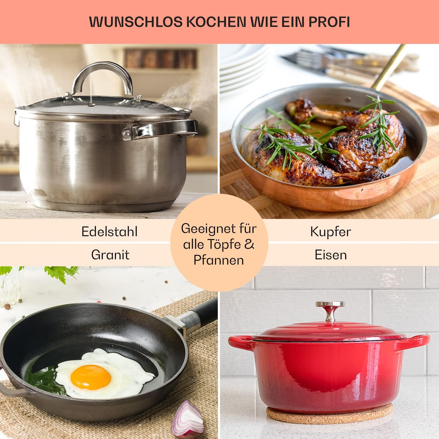 Klarstein Gasherd, Einbau-Gasherd für Propan Gasflasche, Gaskochfeld 4 Flammig, Gasherd für Küche, Camping & Wohnmobil, 8000 W Kochplatte, LPG Gaskocher, Herdplatte für Propangas, Edelstahl Gas-Herd