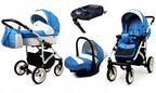BabyLux® Bambimo Kinderwagen Set 3 in 1 - White Lux - incl. Babywanne, Buggy Sportsitz, Auto-Babyschale - Autositz - Kinderwagenset - Kombikinderwagen mit Wickeltasche, Regenschutz usw.
