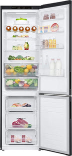 LG GBV22NCCEP Kühl-/Gefrierkombination – Smart Inverter Compressor, Total No Frost, Modern Flat Door Design, Matt Schwarz Metallic, Energieeffizienz A