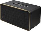 JBL Authentics 200 Smart Home Lautsprecher – 70er Jahre Retro-Design Bluetooth Box – Mit Quadrex Grill, Google Assistant, Alexa, AirPlay und JBL One App – Schwarz