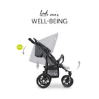 hauck Geschwisterwagen Roadster Duo SLX, Zwillingsbuggy ab Geburt bis 15 kg (ca. 3 Jahren) mit Liegefunktion, XL Korb, Einfach und Klein Zusammenklappbar, Große Räder (Grey/Silver)