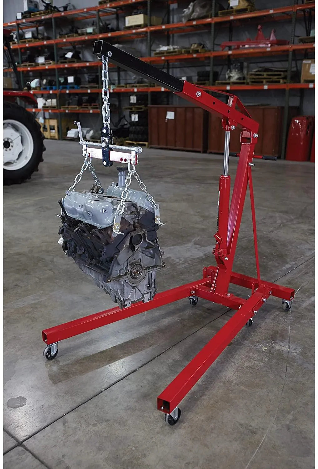 Strongway Hydraulic Engine Hoist with Load Leveler 2-Ton Capacity, 1in.-82 5/8in. Lift Range
