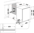 Bauknecht BCIO 3T341 PLET Vollintegrierbarer Geschirrspüler 60 cm /Edelstahl/14 Maßgedecke/10 Standardprogramme und 1 Sensorprogramm/PowerClean/ActiveDry/Besteckschublade/Vollwasserschutz