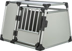 TRIXIE Hunde-Transportbox, Aluminium, L: 92 x 64 x 78 cm, grafit, rutschfste Liegematte, Klettleiste am Boden, Sicherheitsverschluss, stabil und geruscharm, hochgeschlossene Wnde - 39338
