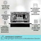 Klarstein  ia 8 - Spülmaschine, Geschirrspüler, Freistehend, Teilintegriert, F, 55 cm breit, 8 Maßgedecke, 6 Programme, Aquastop, silber
