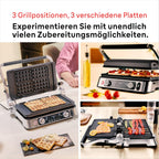 Braun MultiGrill 9 Pro CG 9160, Elektrogrill mit 2 unabhängigen Thermostaten, 3 Kochpositionen, spülmaschinenfeste Platten, integrierte Thermosonde, 2200 W, Schwarz/Edelstahl