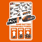 WORX WG737E Nitro Akku-Rasenmäher 40V(2x20V) - leistungsstarke bürstenloser Motor - 37cm Schnittbreite - 6 Schnitthöhenstufe (20-70mm) - 40L Grasfangsack - inkl. 2x4Ah Akkus & Dual-Ladengerät