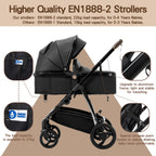 Gcarebb 3 in 1 Kinderwagen, Buggy Mit Auto Babyschale, Mit Höhenverstellbarer Kinderwagen Komplettset, KombiKinderwagen Mit Aluminiumrahmen für Neugeborene 0-4 Jahre