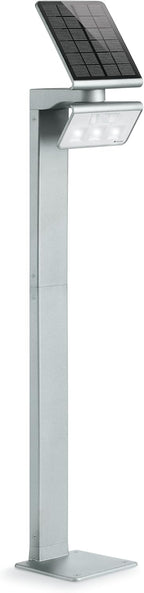 Steinel LED Solarleuchte XSolar GL-S silber, höhenverstellbar, 150 lm, 140° Bewegungsmelder, 5 m Reichweite, Grundlicht