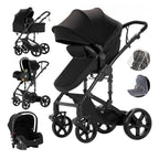 3 in 1 Kombikinderwagen 3 in 1 Reisesysteme Kinderwagen Infant Hochlandschaft Liegender Buggy Kinderwagen Neugeborenen Kinderwagen Faltbarer Standardkinderwagen (906 White)
