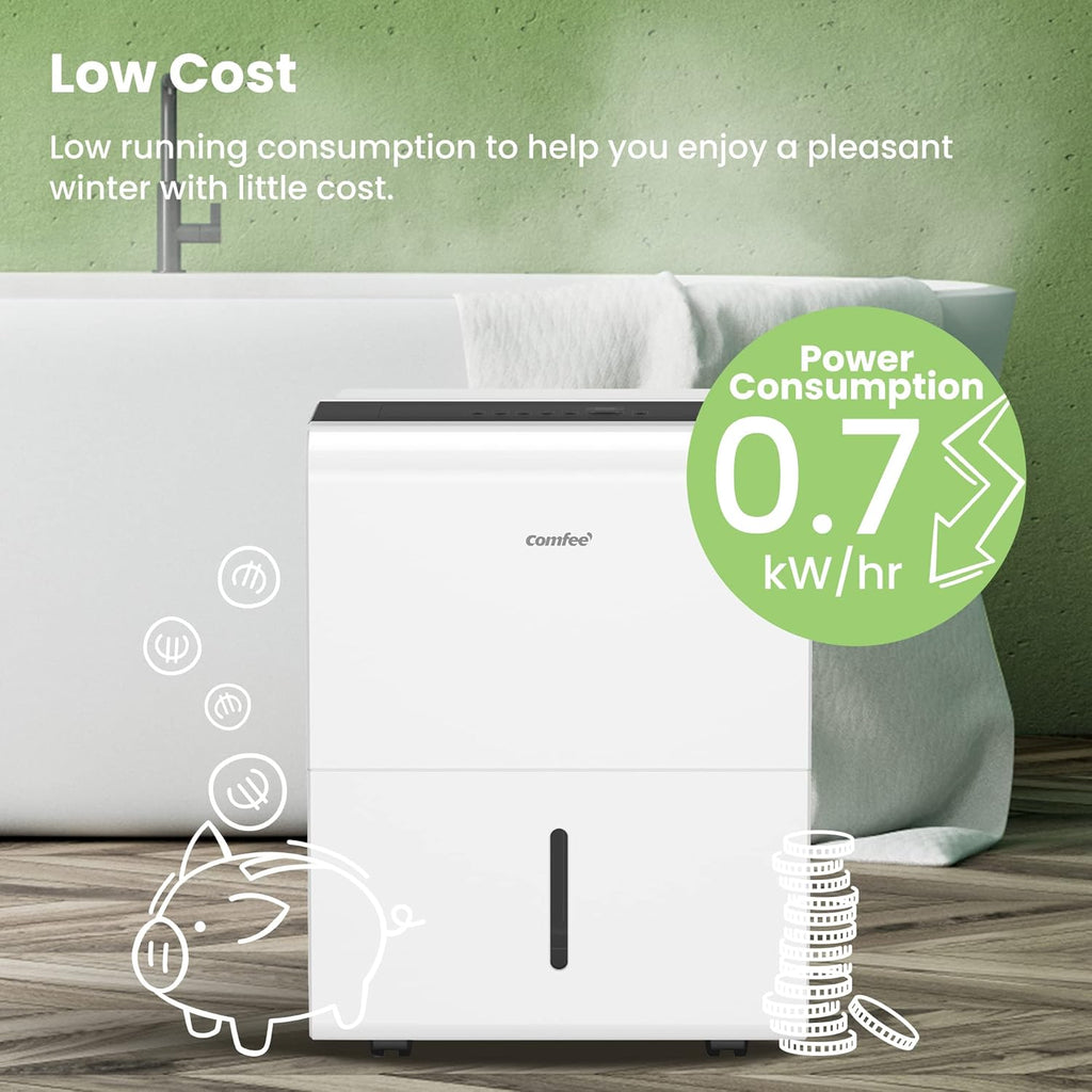 Comfee Luftentfeuchter, 30L/24h, Raumgröße ca. 180m³(80m²), Intelligenter Entfeuchtermodus, 24H Timer, Wassertank 3L, MDDP-30DEN7